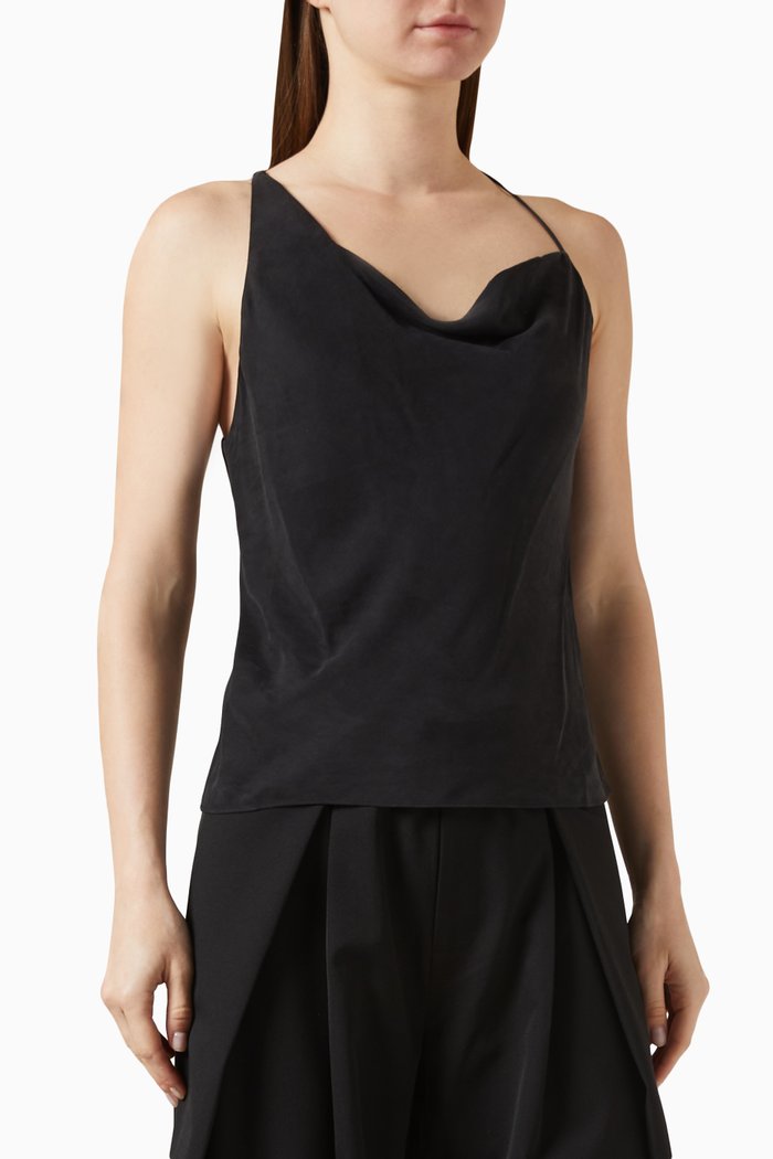 

Asymmetrical Draped Top, Black