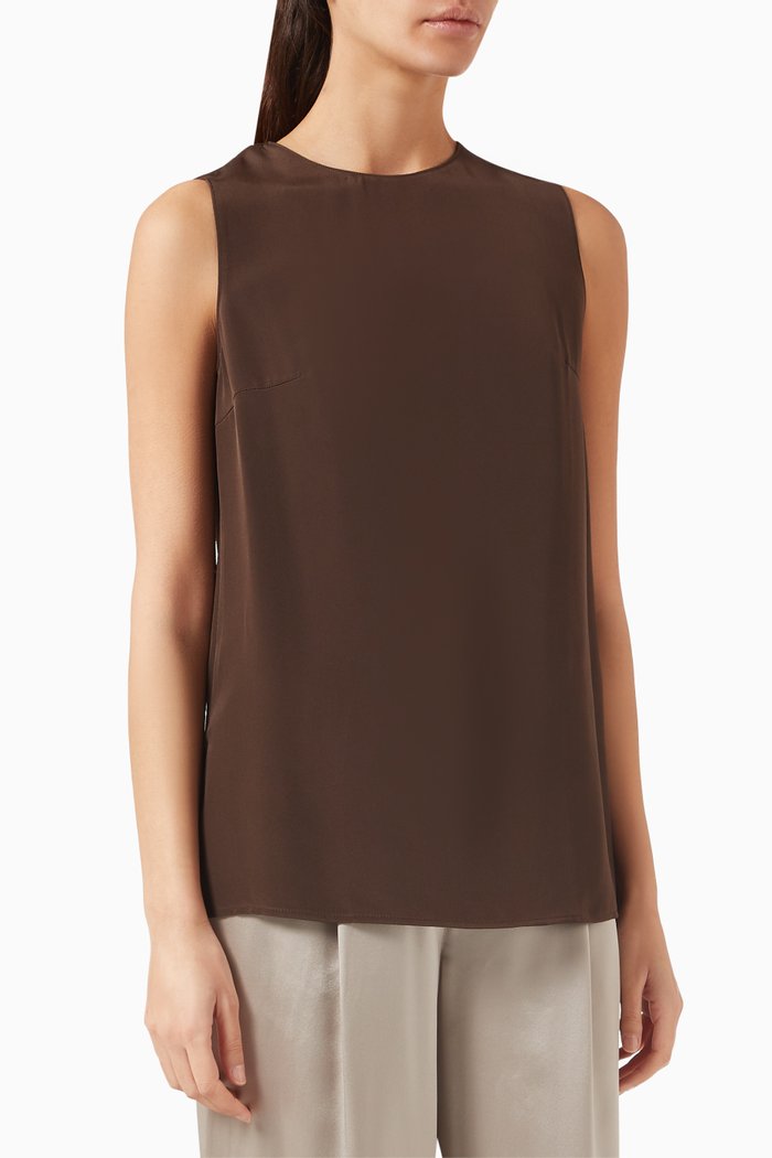 

Zipped Tank Top in Mulberry Silk, Brown