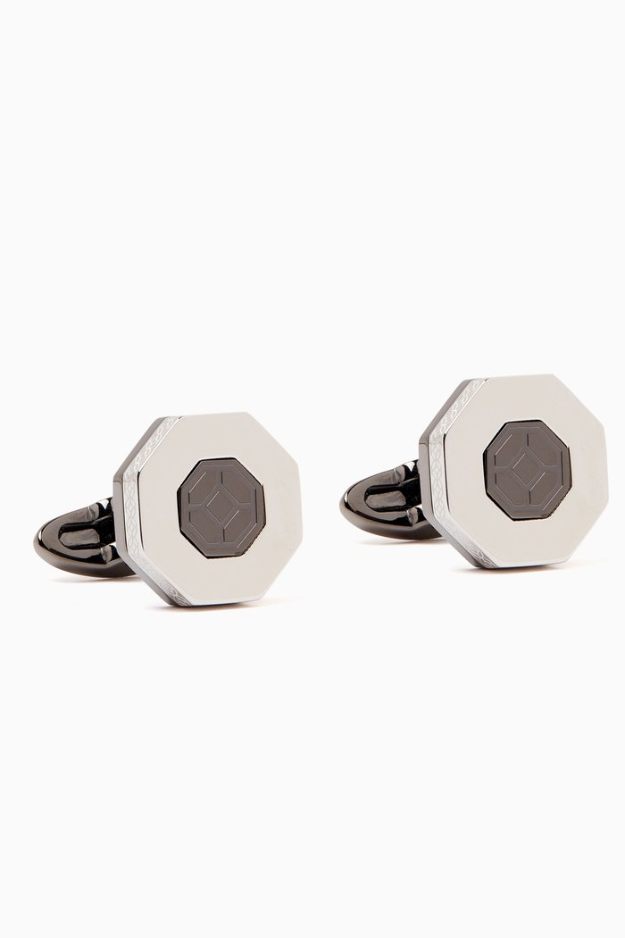 

Greek Fret Cufflinks in PVD Metal, Metallic