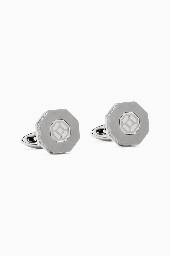 

Greek Fret Cufflinks in Stainless Steel, Silver