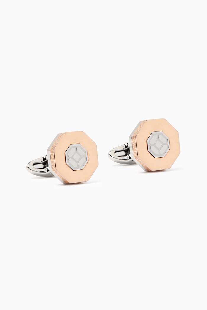 

Greek Fret Cufflinks in Stainless-steel & PVD, Silver