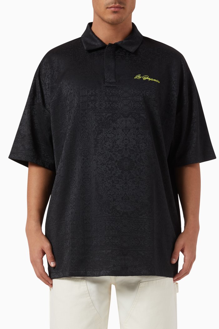 

014 Polo Shirt in Jacquard, Black