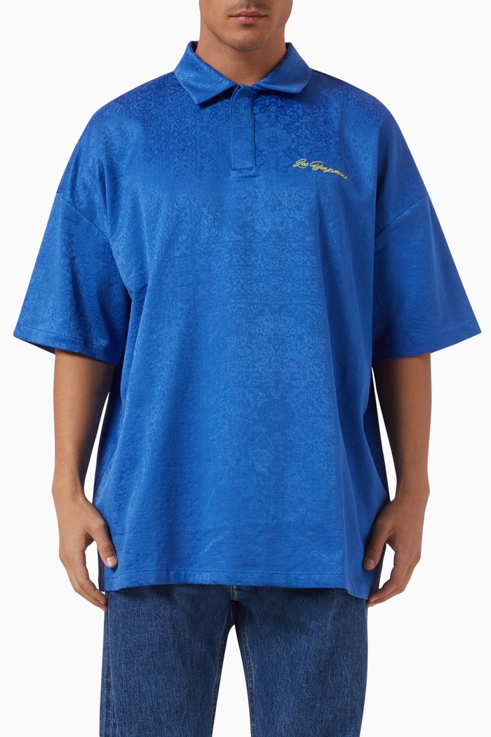 

014 Polo Shirt in Jacquard, Blue