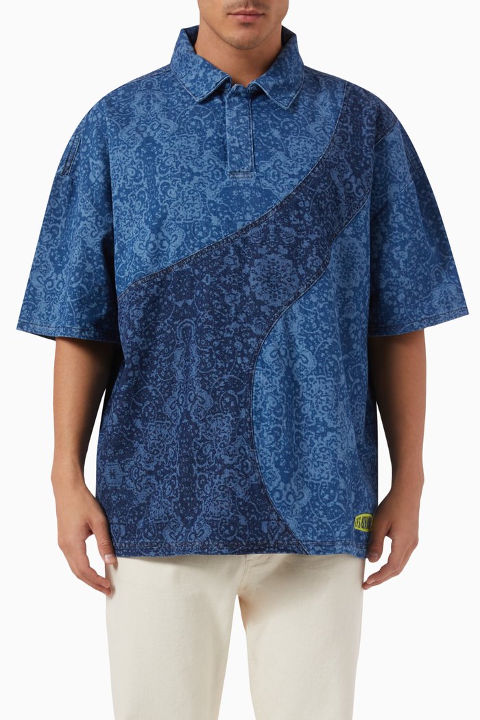 

014 Polo Shirt in Jacquard, Blue
