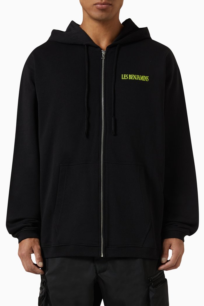 

Logo Zip Hoodie 005 in Cotton, Black