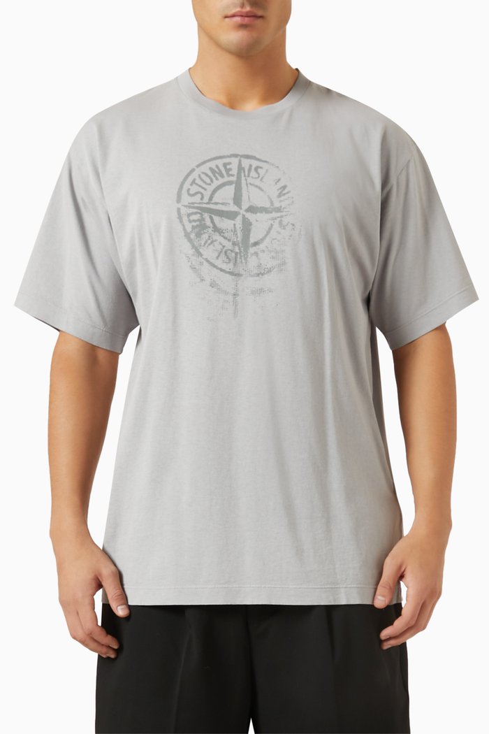 

Reflective One Print T-shirt in Cotton Jersey, Grey