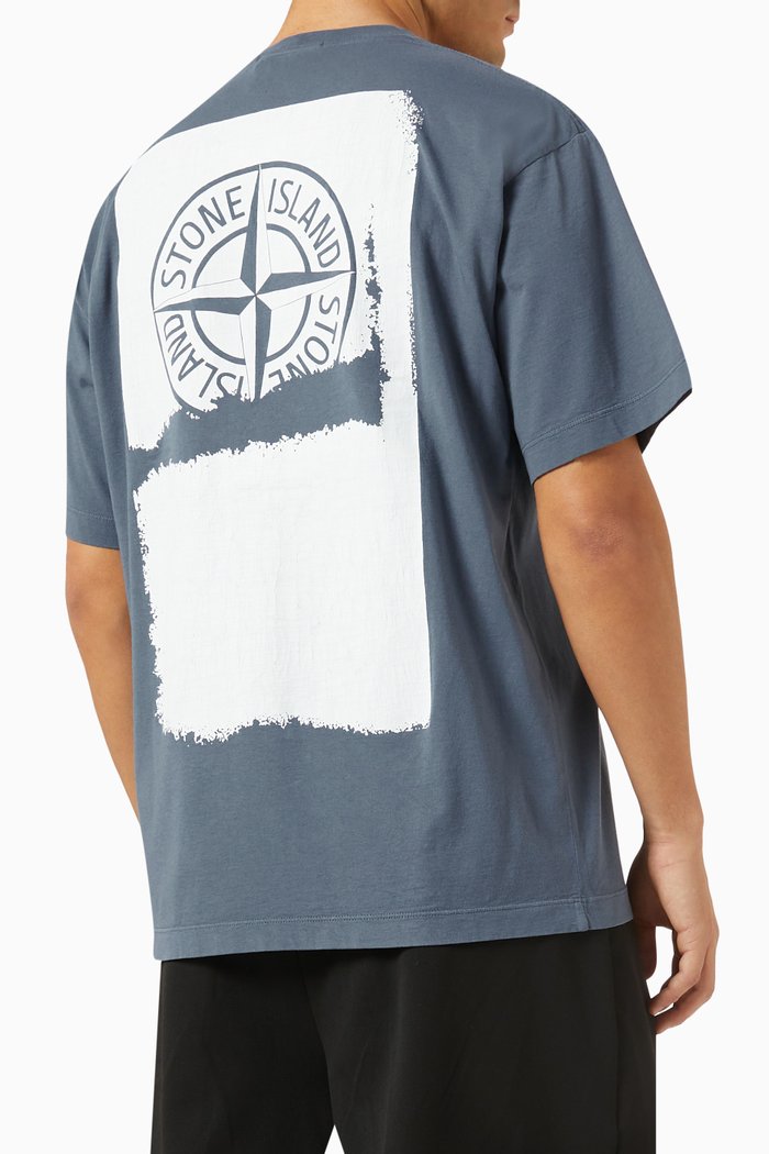 

Scratched Paint One Print T-shirt in Cotton Jersey, Blue