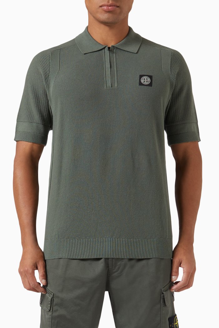 

Polo Shirt in Cotton Knit, Grey