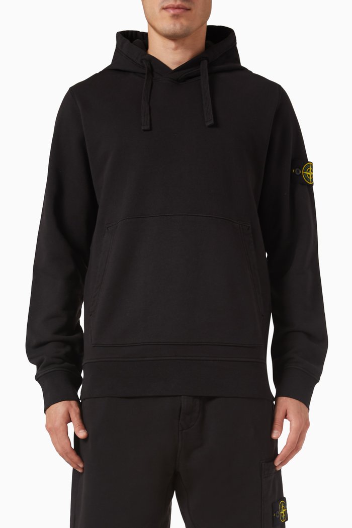 

Hoodie in Cotton Fleece, Black