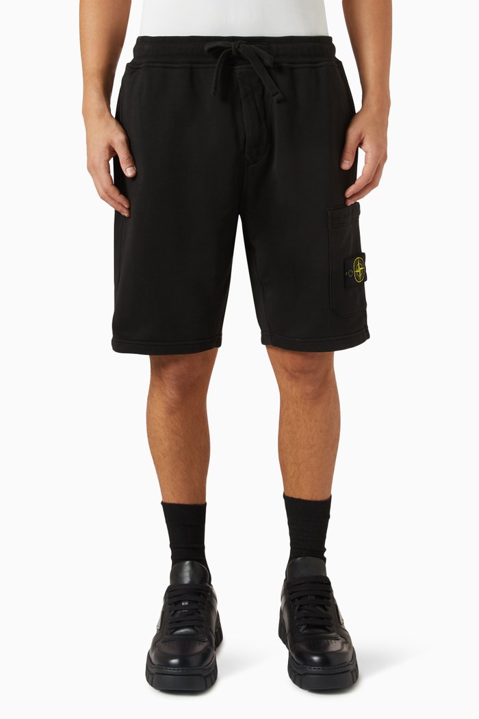 

Bermuda Cargo Shorts in Cotton Fleece, Black
