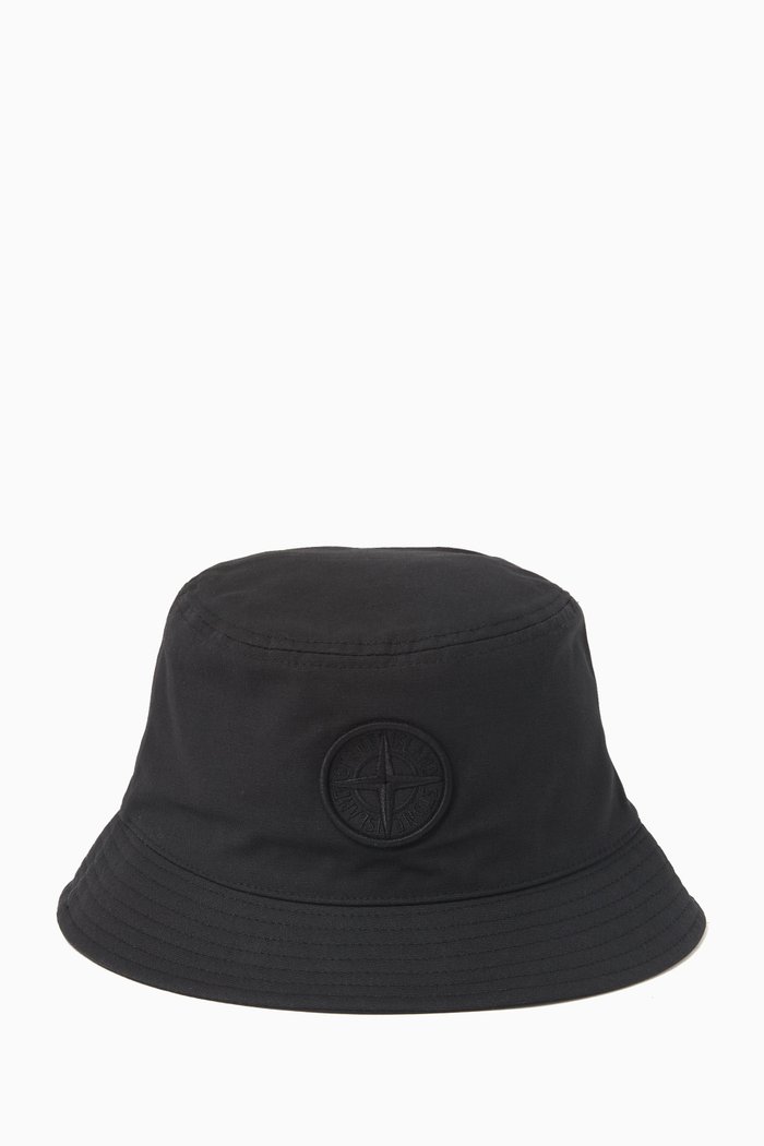 Logo Bucket Hat in Cotton Rep, Black