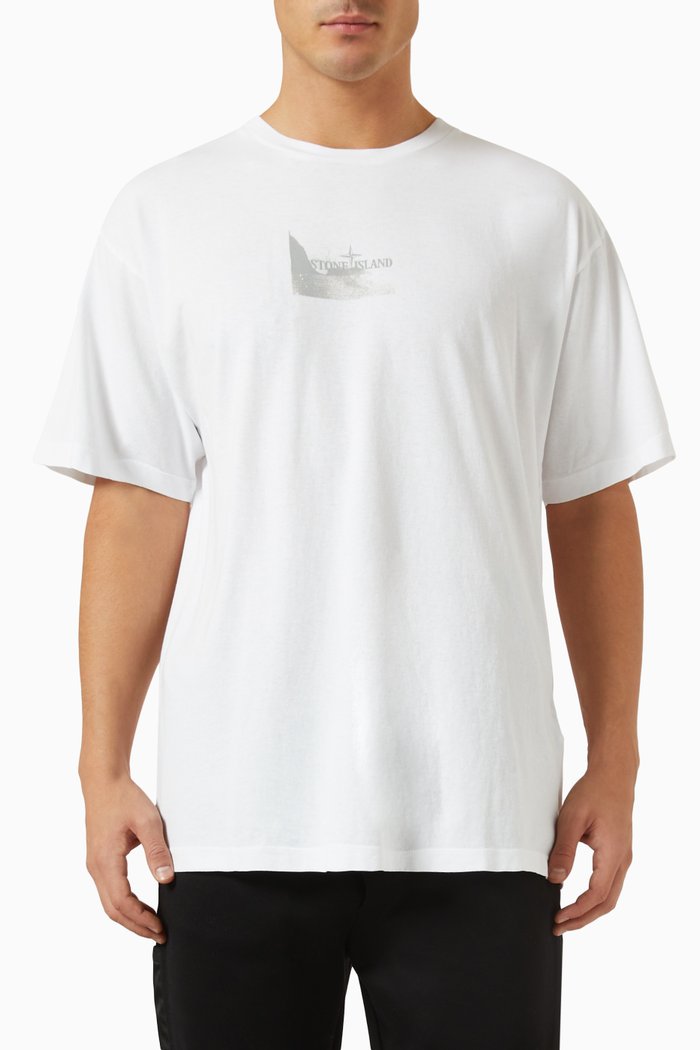 

Reflective Two Print T-shirt in Cotton Jersey, White