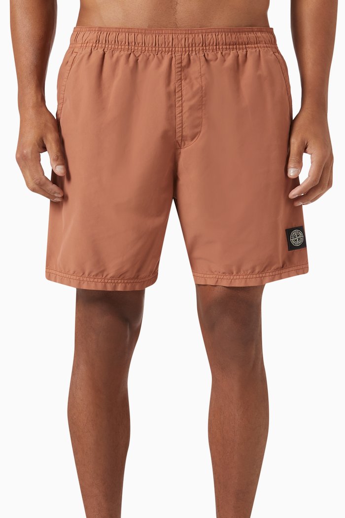 

Swim Shorts in Brushed Nylon Twill, Brown