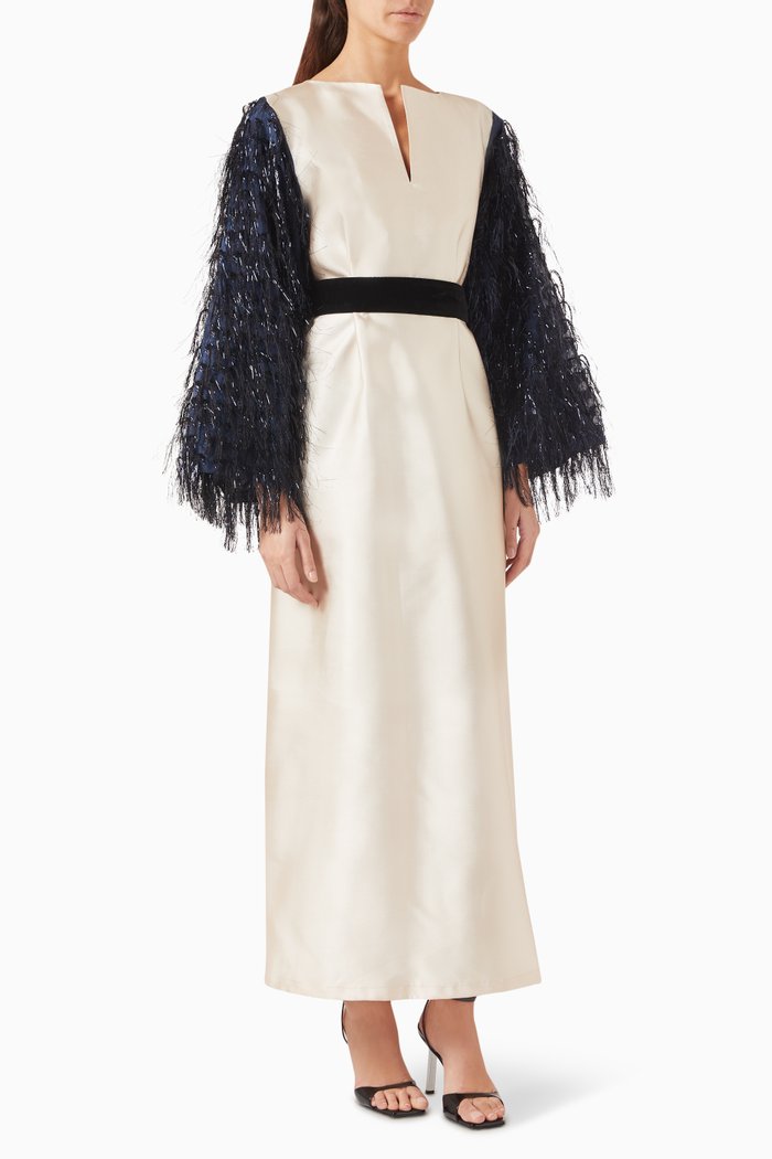 Loor Maxi Dress in Taffeta & Organza, Neutral