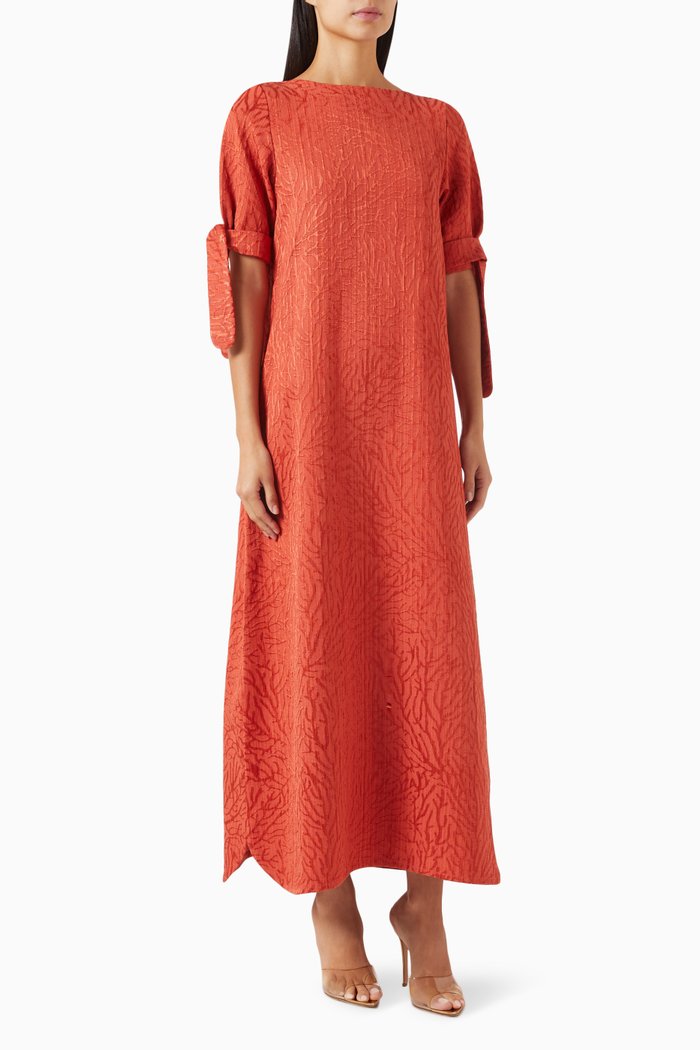 

Coral Maxi Dress in Jacquard, Brown