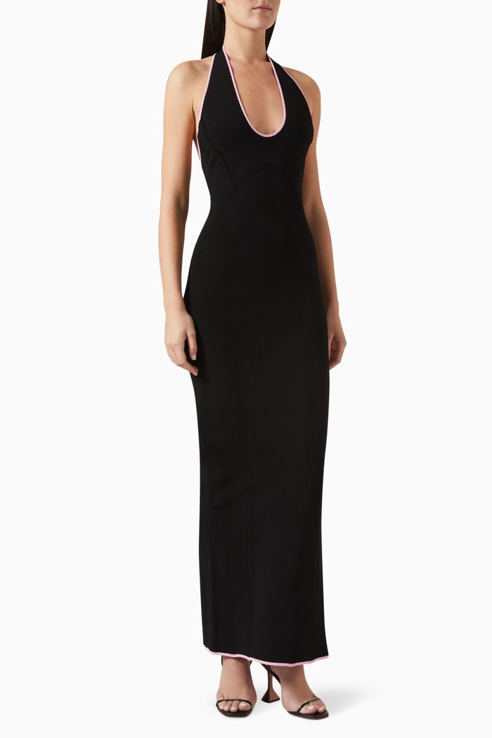 

08 India Halter Maxi Dress in Viscose, Black