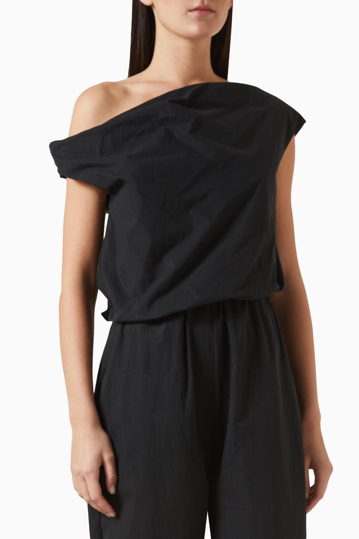 

Alice Asymmetrical Top in Cotton, Black