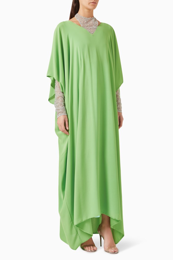 Callia Embellished Kaftan, Green