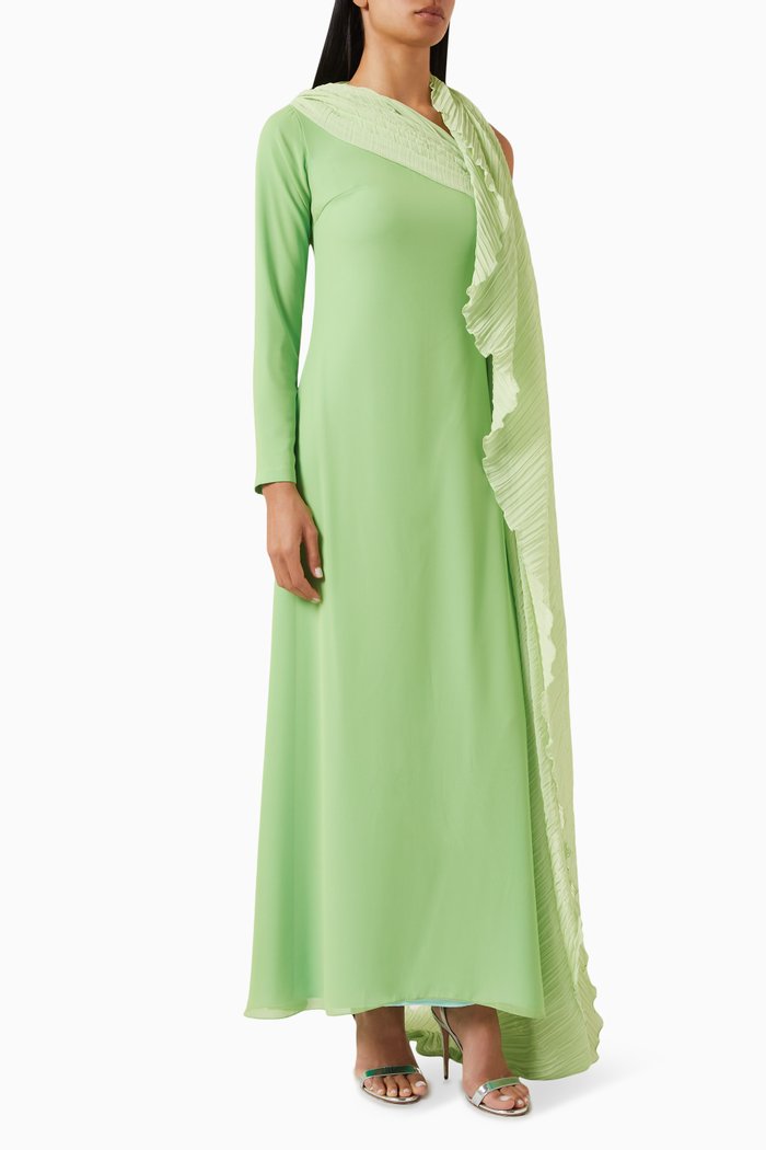 

Cinda Scalloped Scarf Kaftan, Green