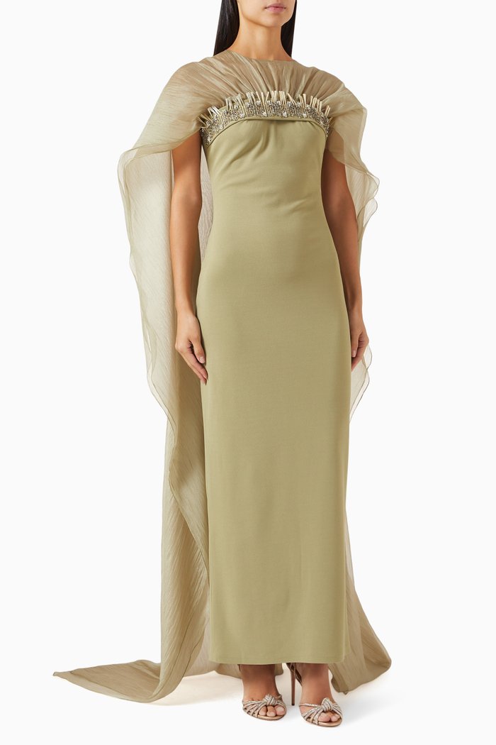 

Elena Cape Dress, Green