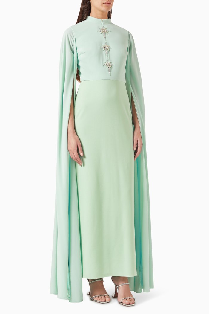 

Nura Cape Sleeves Kaftan, Green