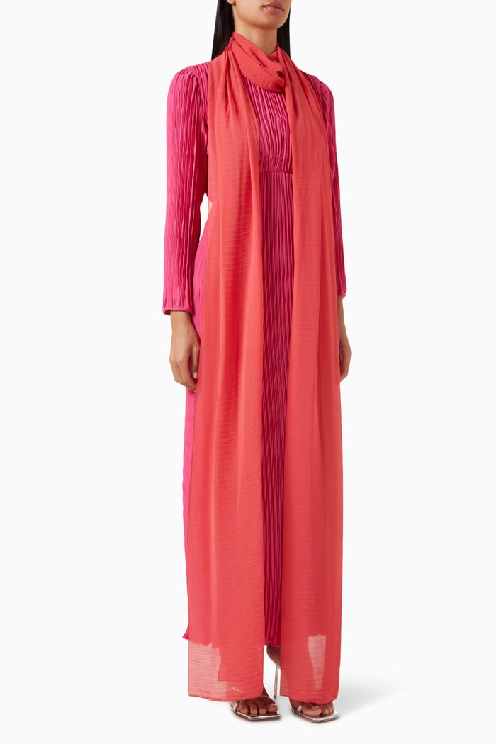 

Shaula Pleated Dress with Shawl, Pink