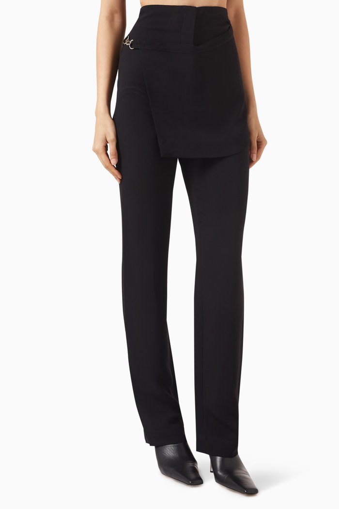 Apron Suit Pants in Viscose, Black