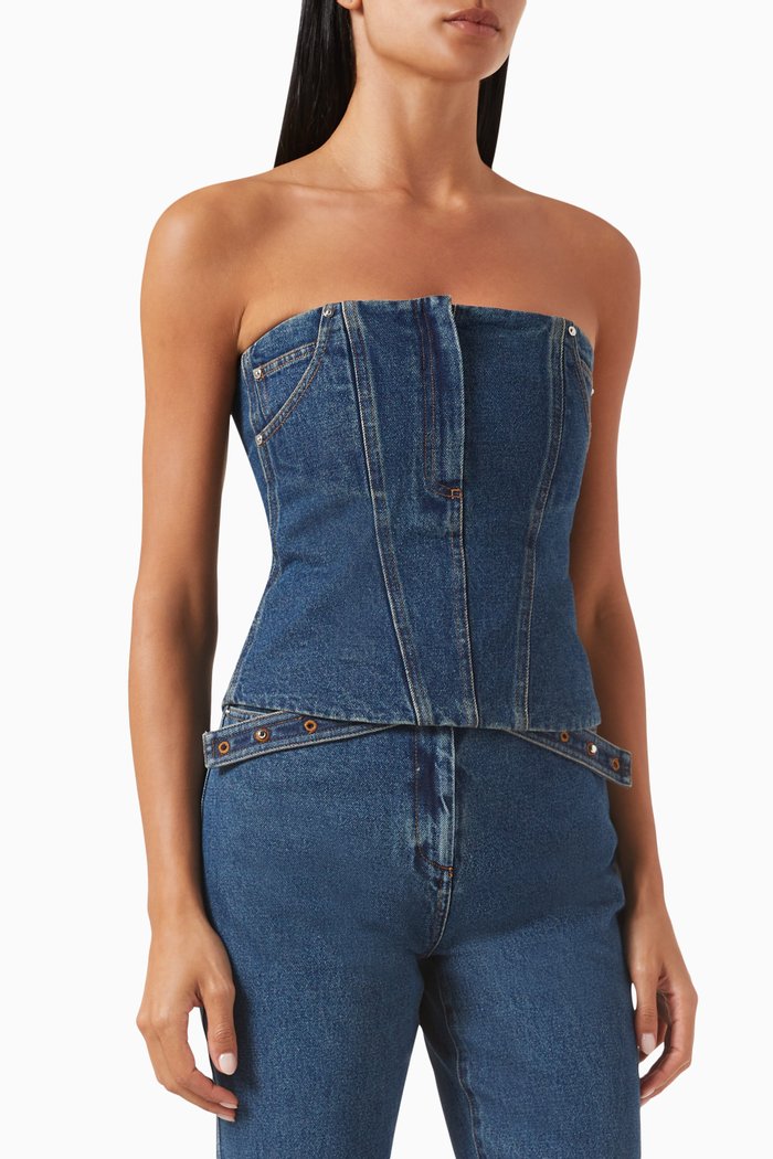 

08 Jo Bustier in Cotton-denim, Blue