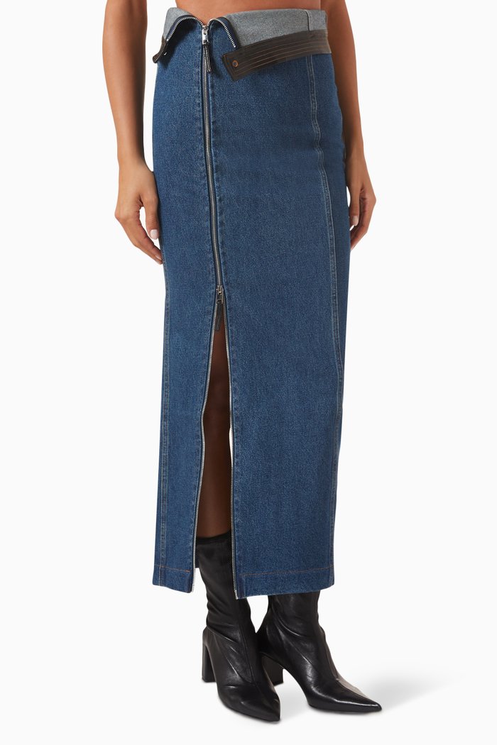 

08 Jo Maxi Skirt in Cotton-denim, Blue
