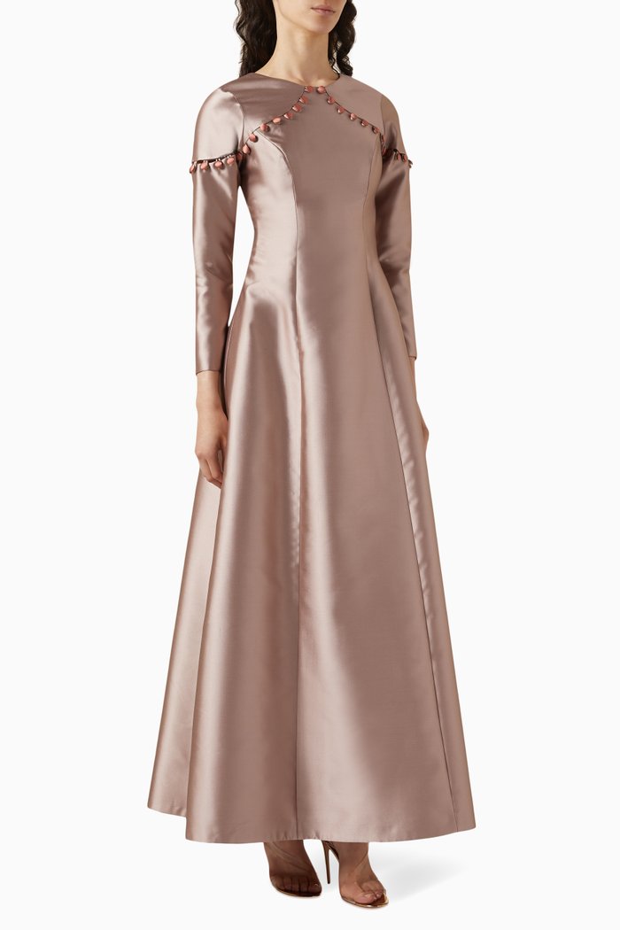 

Flared Maxi Dress in Mikado, Pink