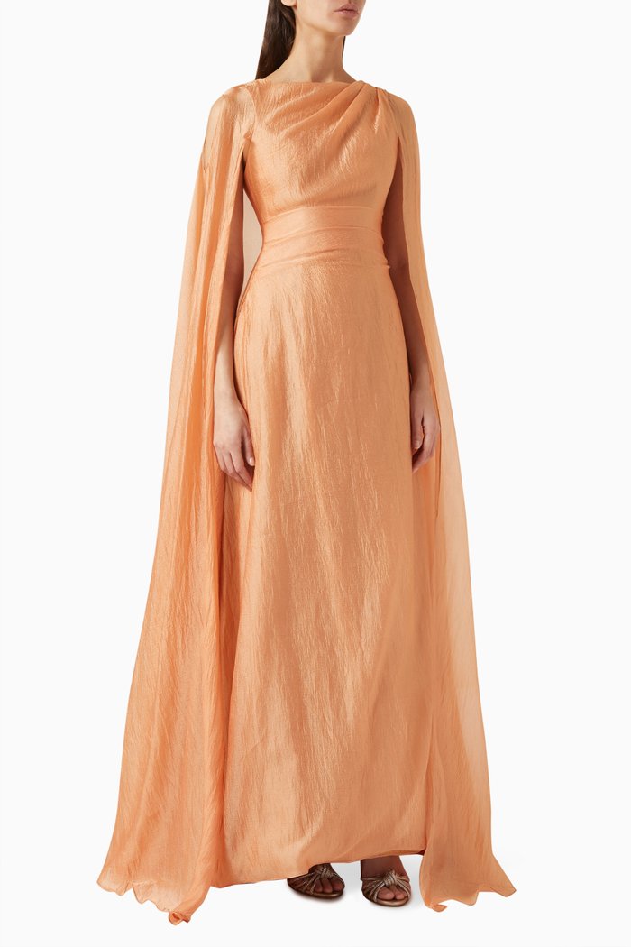 

Cape Dress in Chiffon, Orange
