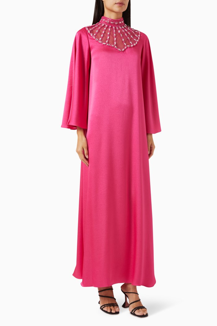 

Embellished Maxi Dress in Crepe, Pink