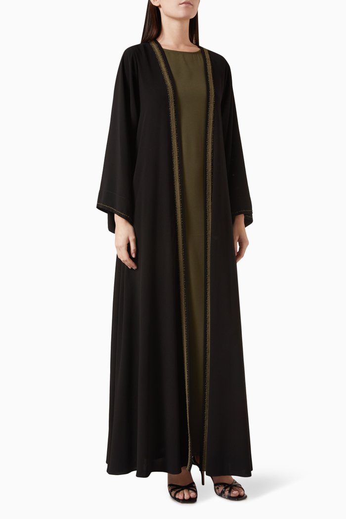 

3 Piece Abaya Set in Crêpe, Green