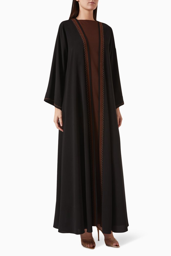 

3 Piece Abaya Set in Crêpe, Brown