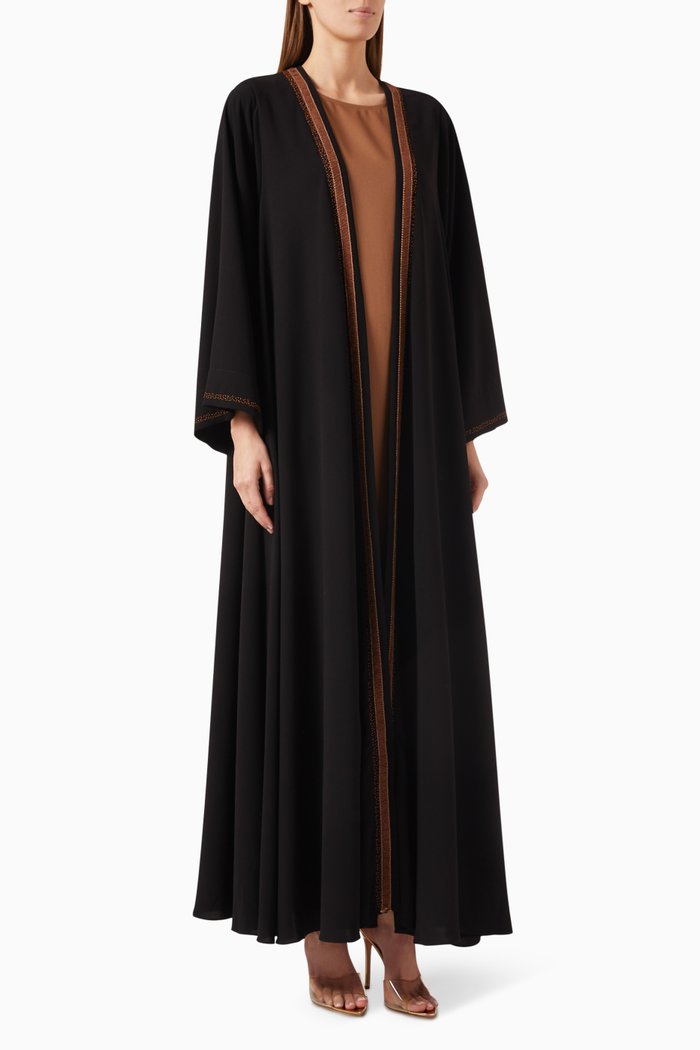 

3-piece Abaya Set in Crepe, Brown