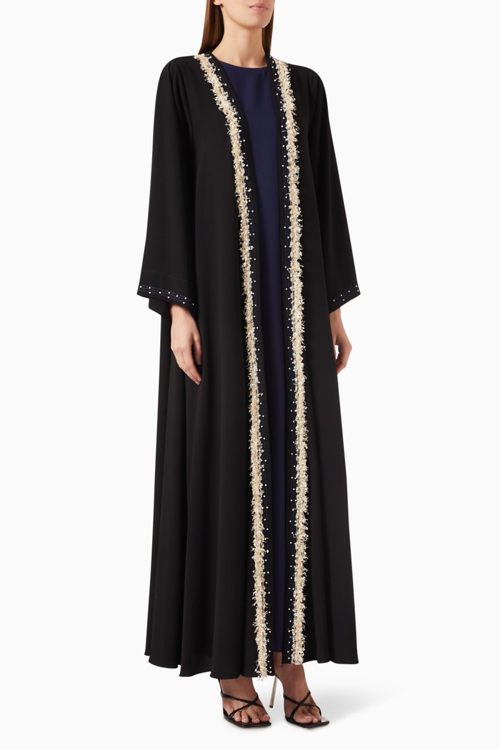 

Embellished Abaya Set in Crepe, Blue