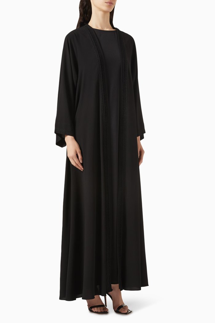 

3 Piece Abaya Set in Crêpe, Black