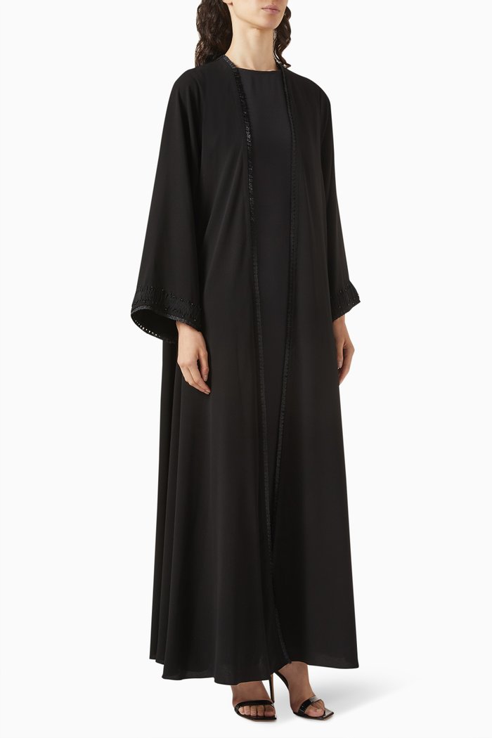 

3 Piece Abaya Set in Crêpe, Black