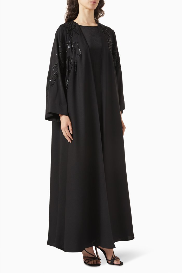 

3 Piece Abaya Set in Crêpe, Black