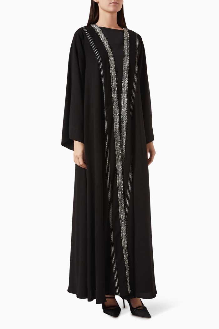 

3 Piece Abaya Set in Crêpe, Black