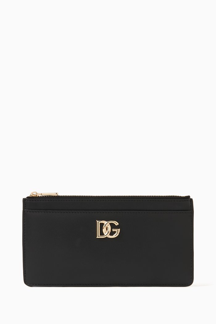 

DG Logo Large Card Case in Calfskin Leather, Black
