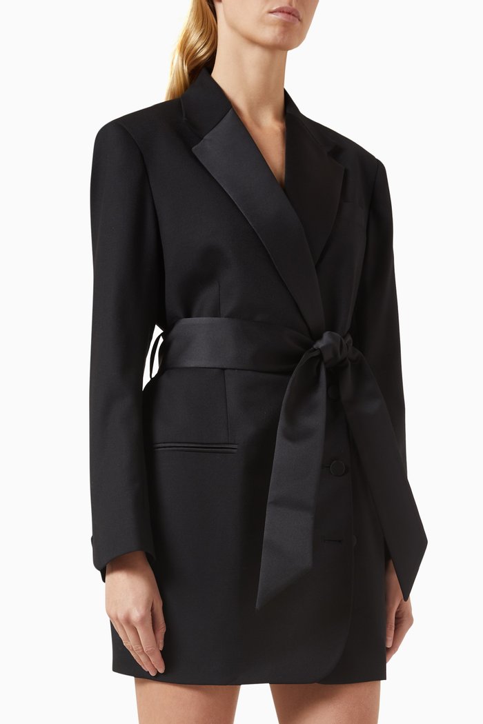 

Nan Belted Tux Dress in Tux Wool, Black