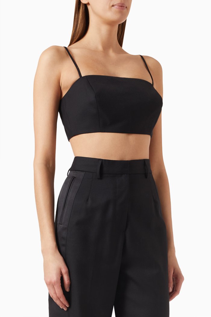 

Gene Cropped Bralette Top in Tux Wool, Black