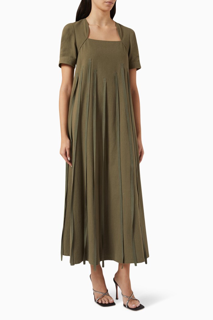 

Fringe Dress in Cotton, Green