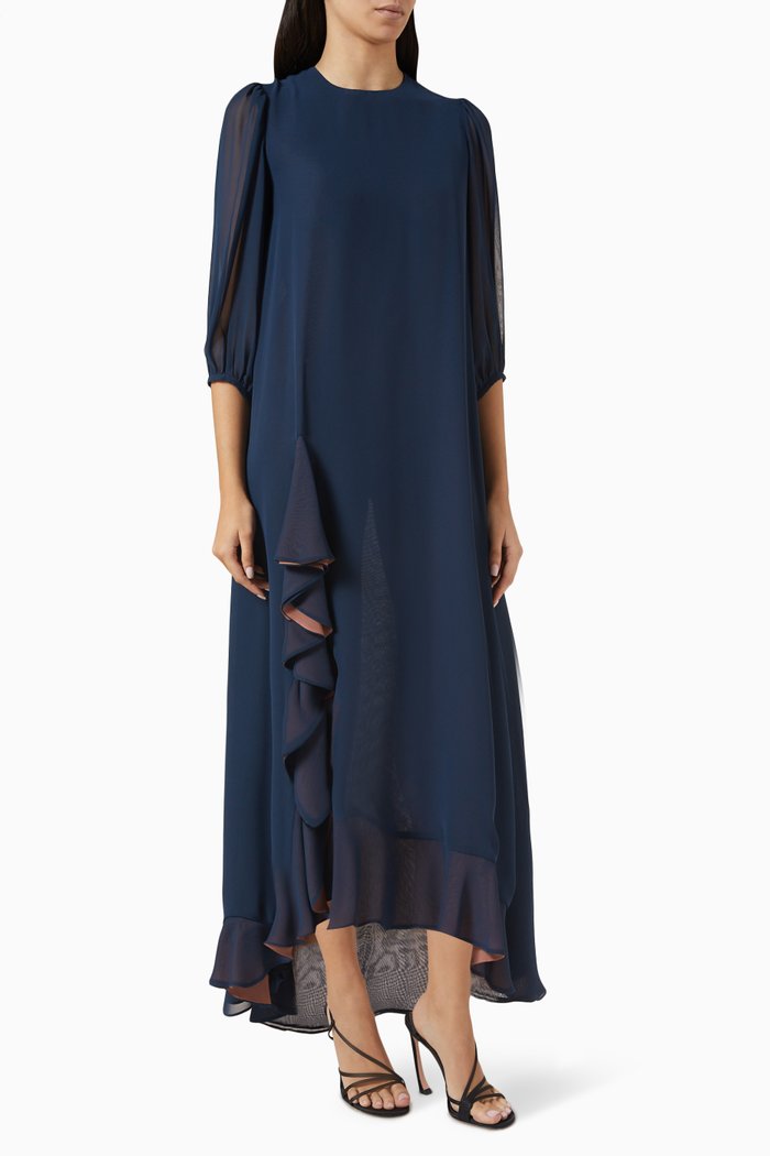 

Ruffle Up Dress in Rayon-chiffon, Blue