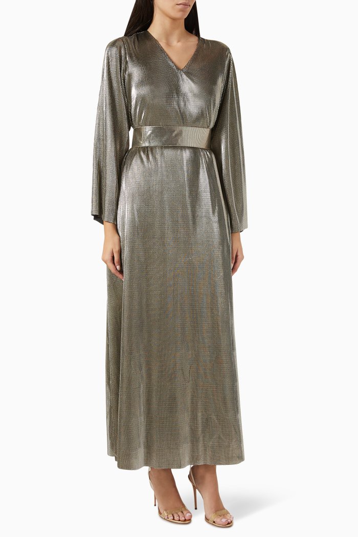 

Belted Maxi Dress in Poly, Gold