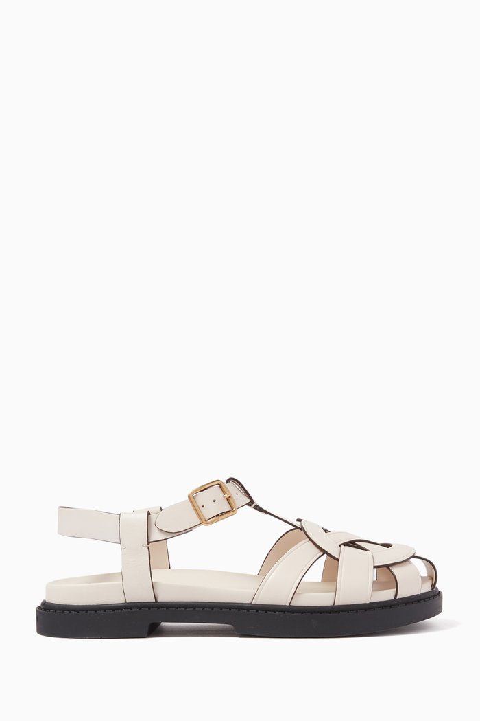 

Bella Fisherman Sandals in Leather, White