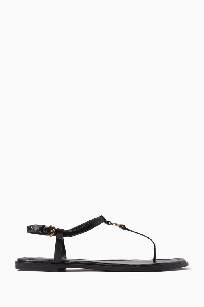 

Jessica T-strap Sandals in Leather, Black