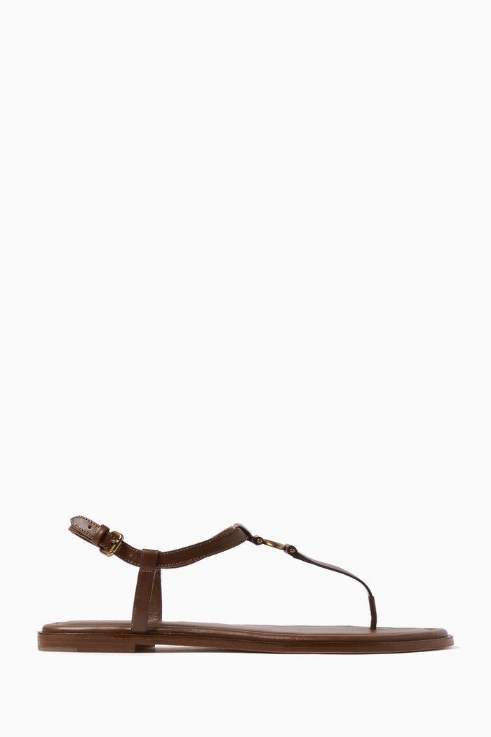 

Jessica T-strap Sandals in Leather, Brown