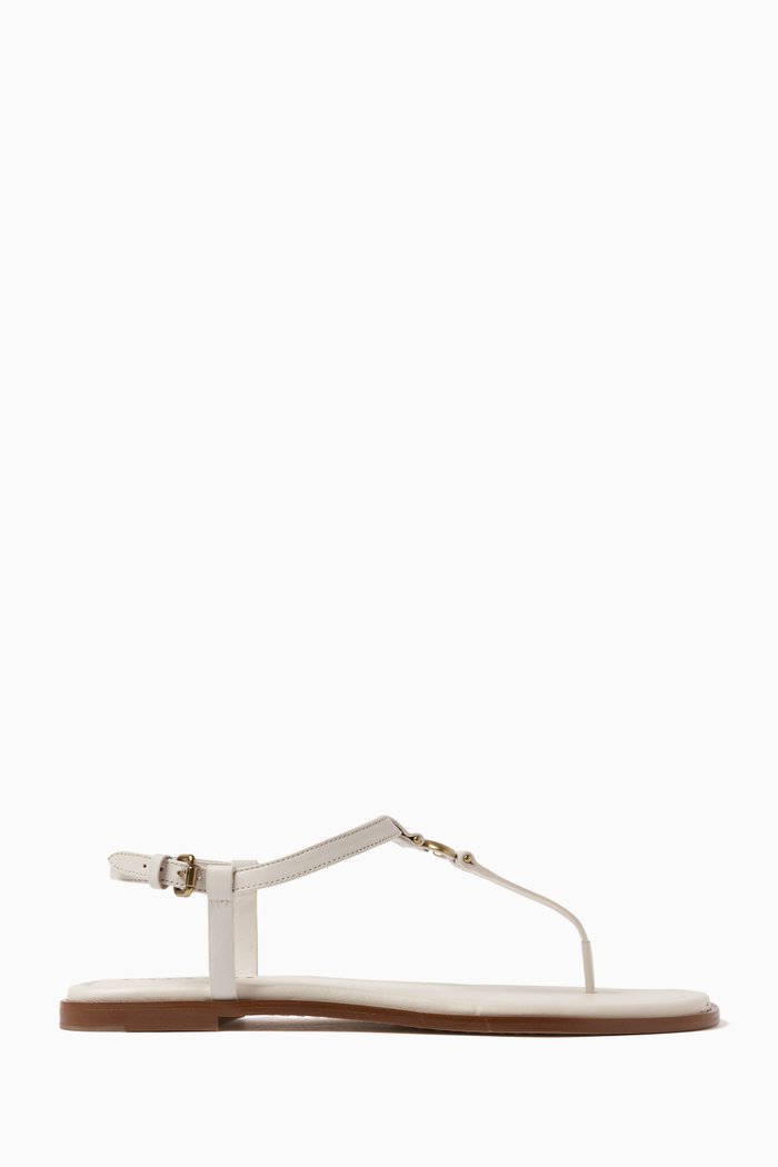Jessica T-strap Sandals in Leather, White